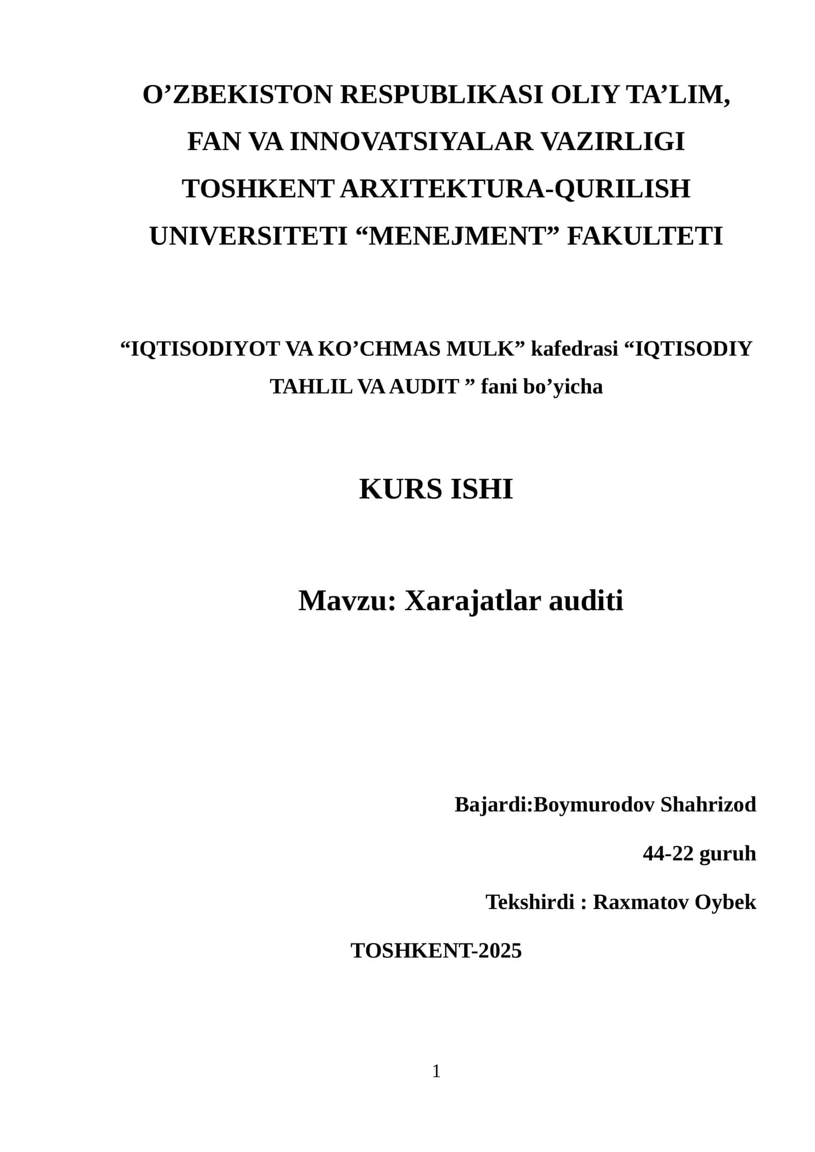 Xarajatlar auditi 1