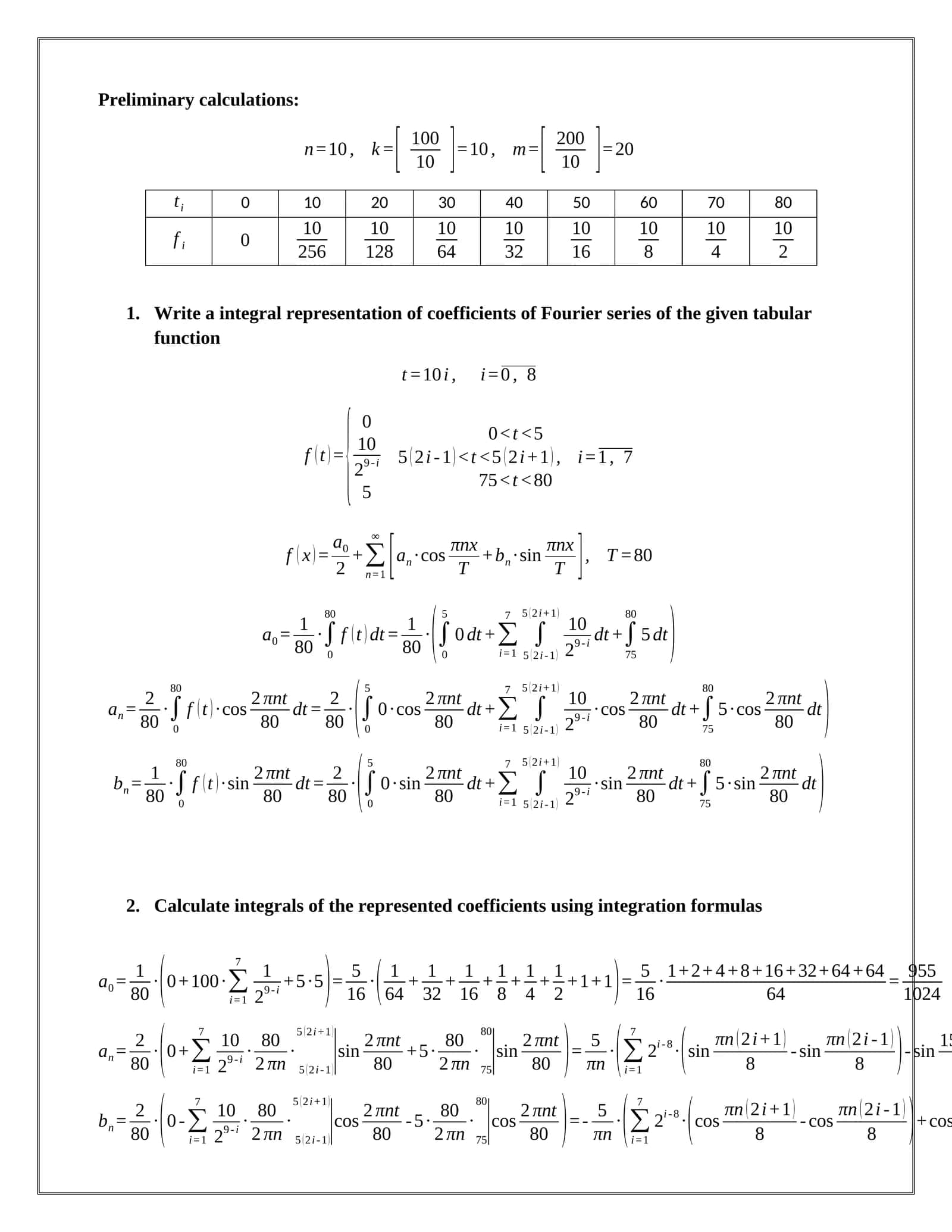 Preliminary calculations 1
