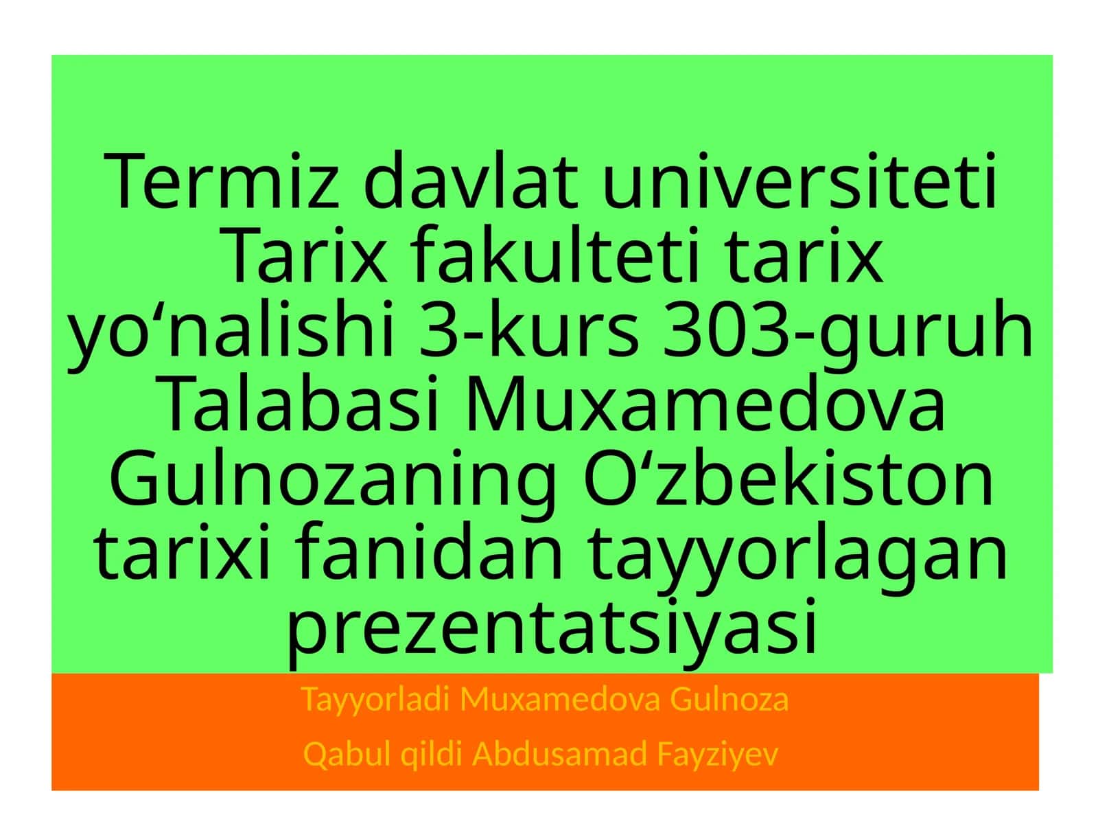 Oʻzbekiston tarixi fani darsi 1