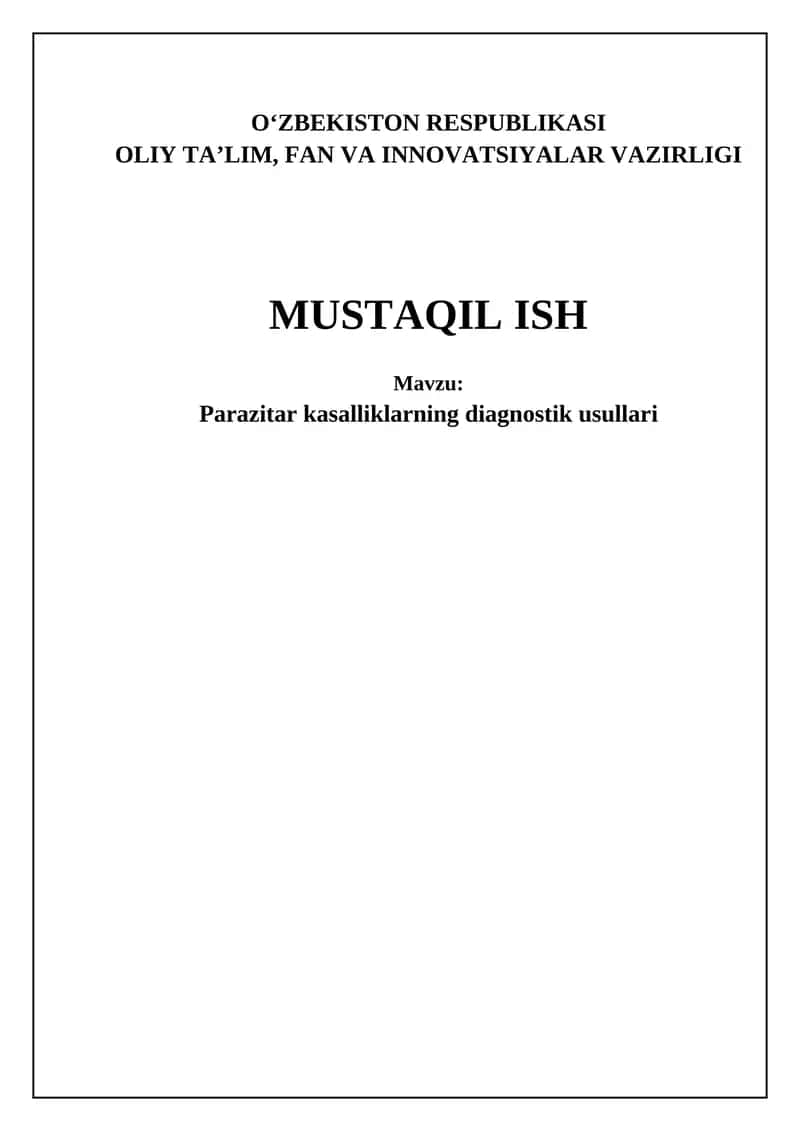Parazitar kasalliklarning diagnostik usullari 1