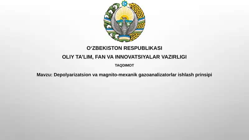 Depolyarizatsion va magnito-mexanik gazo analizatorlari 1