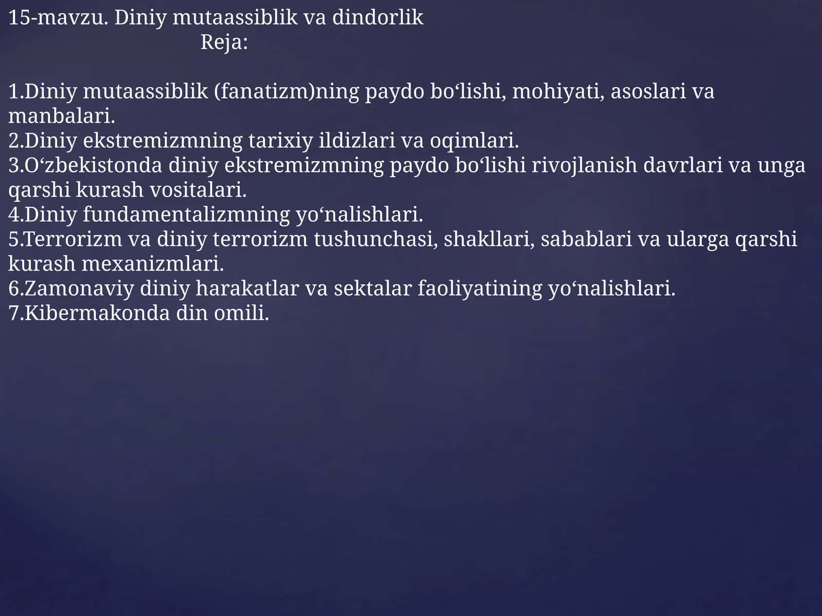 Diniy mutaassiblik va dindorlik 1
