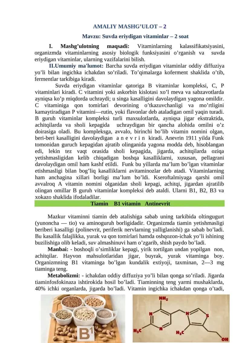Suvda Eriydigan Vitaminlar 1
