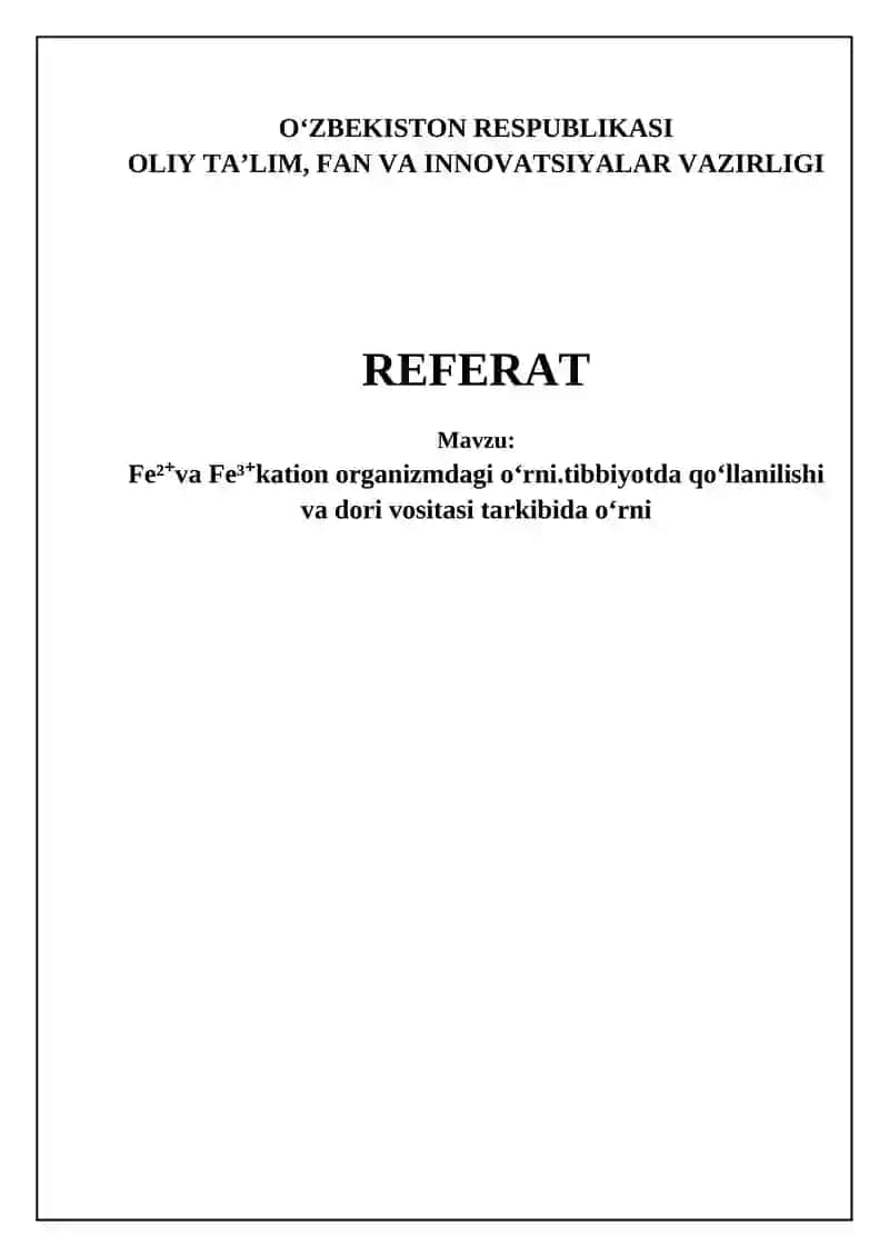 Temir (Fe) inson organizmida muhim roli