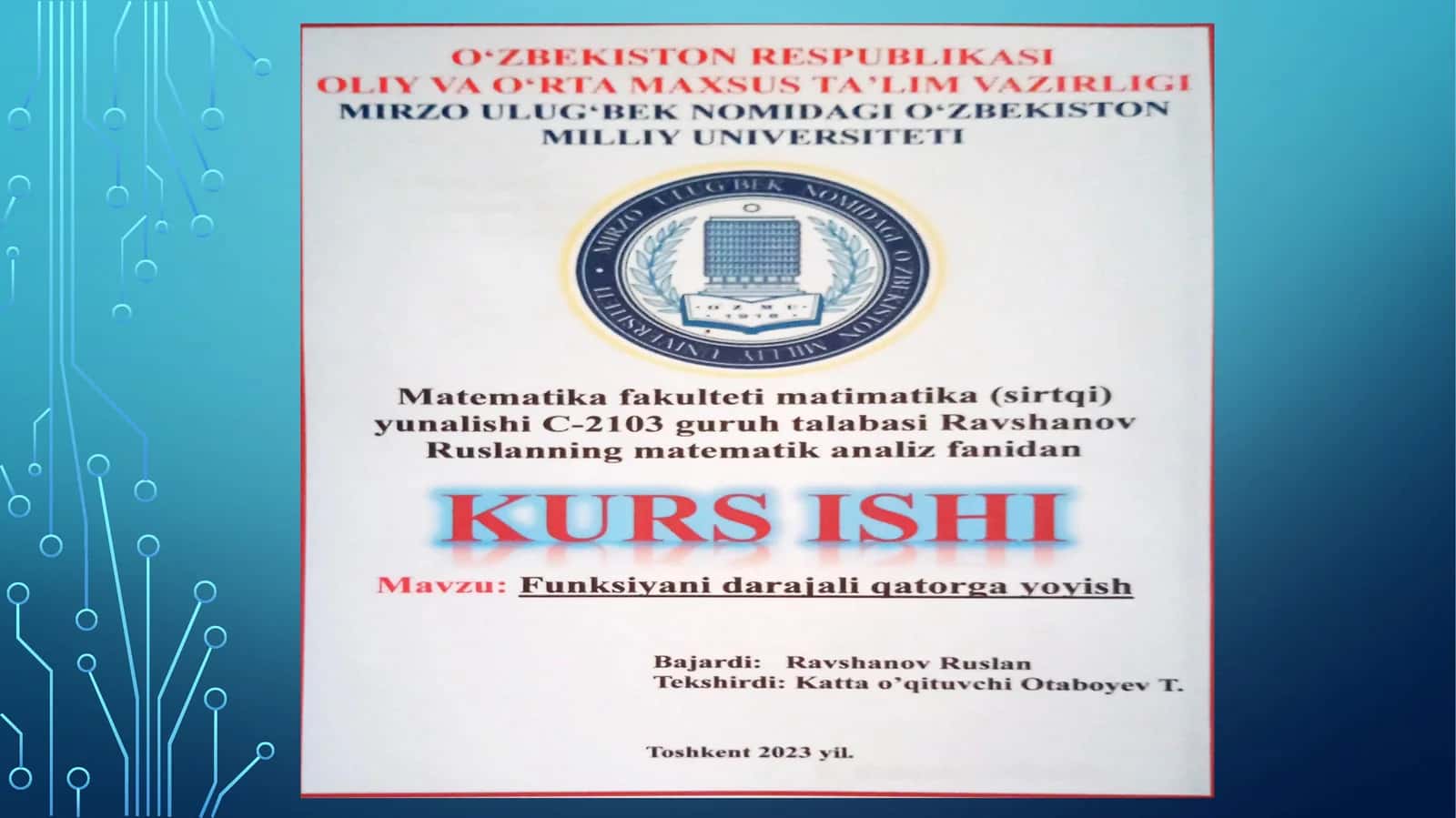 Funksiyani darajal qatorga yoyish 1