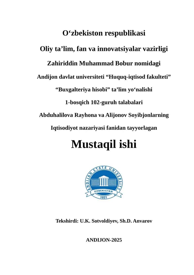 Iqtisodiyot nazariyasi fanidagi ilmiy terminlarni tadbirkorlik faoliyatida ifodalanishi 1