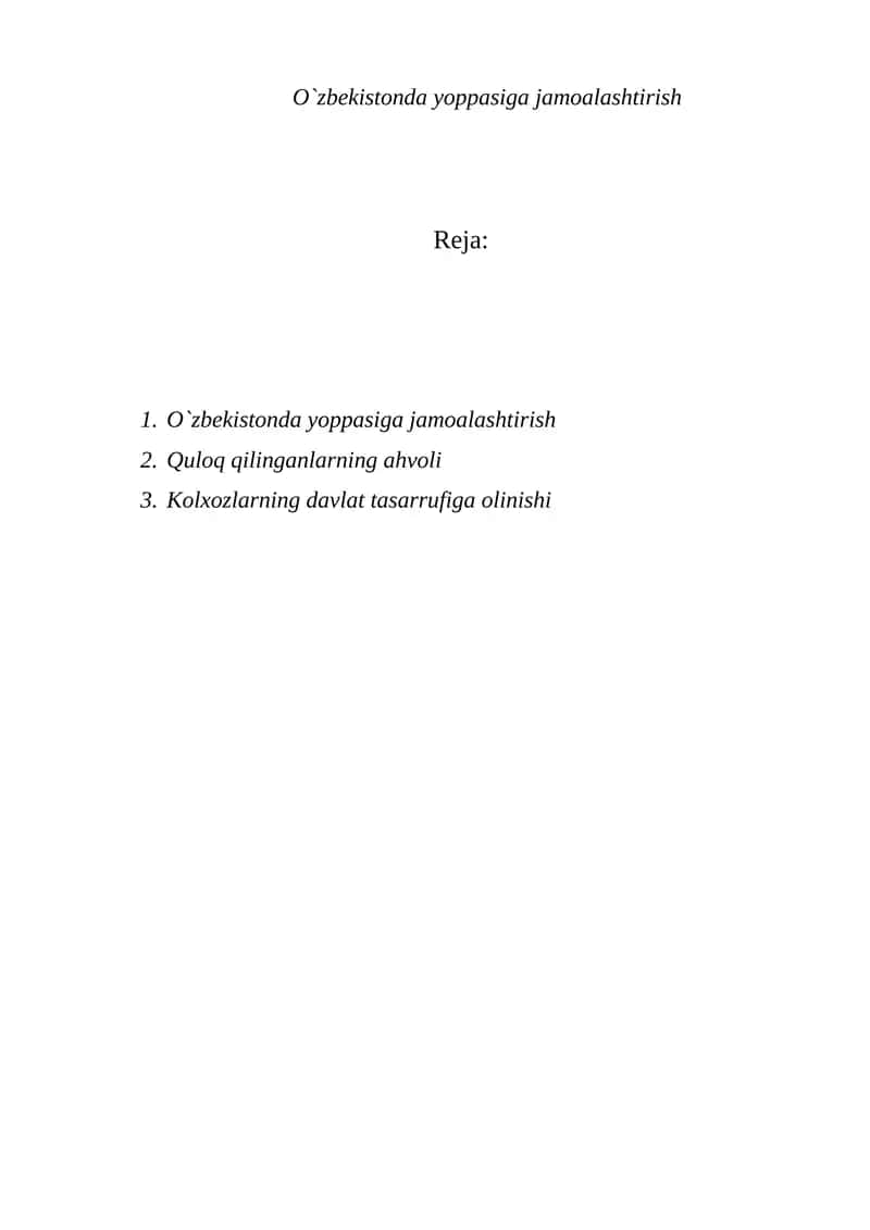 O`zbekistonda yoppasiga jamoalashtirish 1