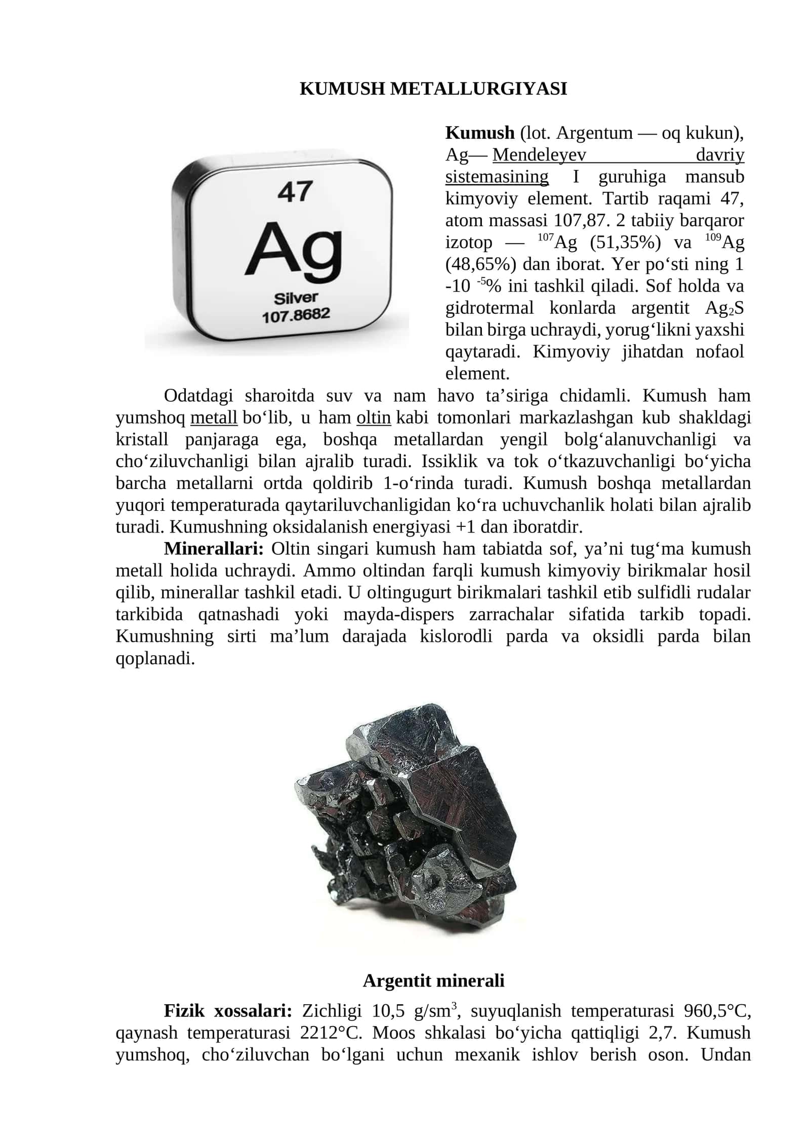 KUMUSH METALLURGIYASI 1