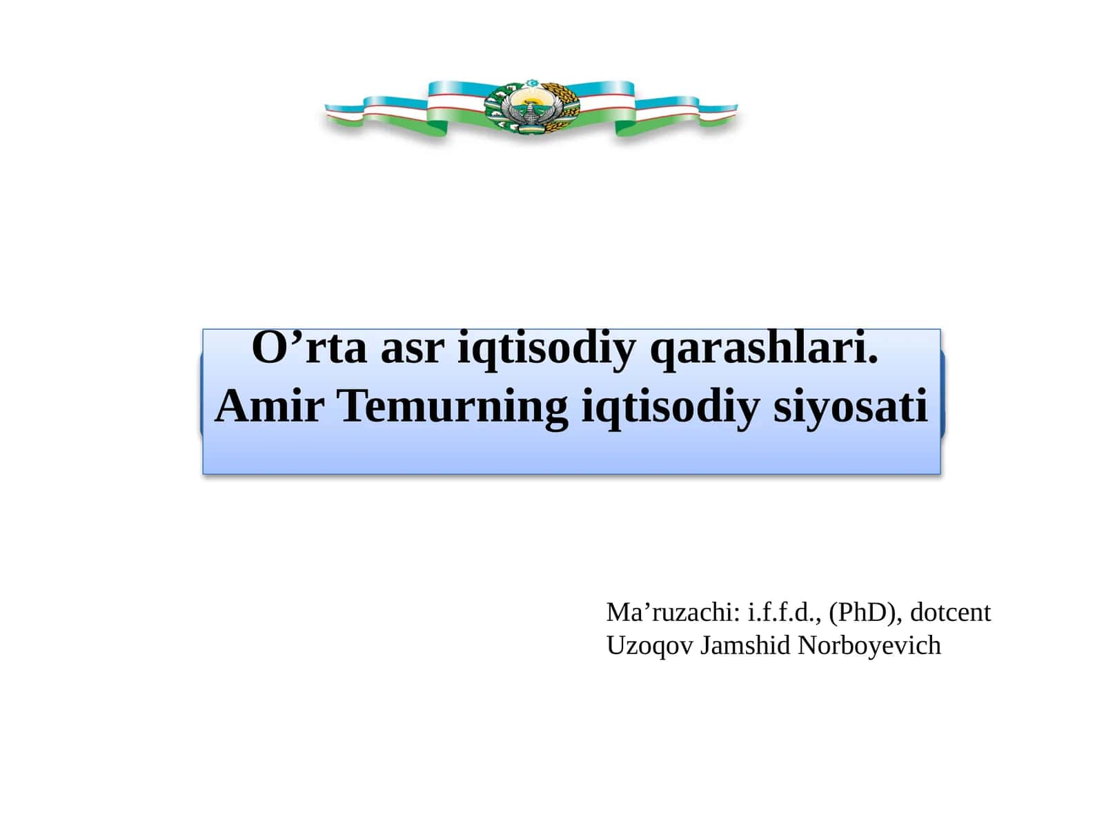 O’rta asr iqtisodiy qarashlari.Amir Temurning iqtisodiy siyosati 1