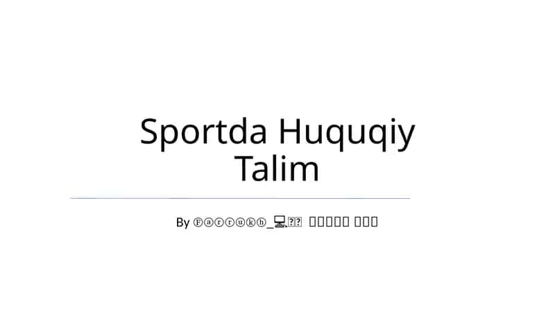 Sportda Huquqiy Talim 1