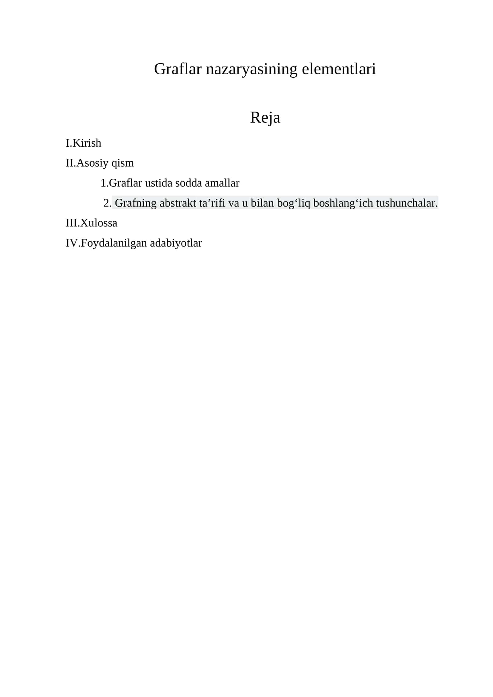 Graflar nazaryasining elementlari 1
