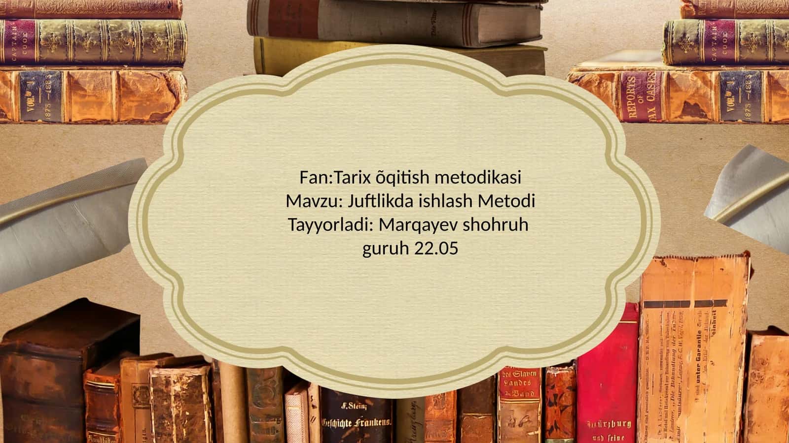 Juftlikda ishlash Metodi 1