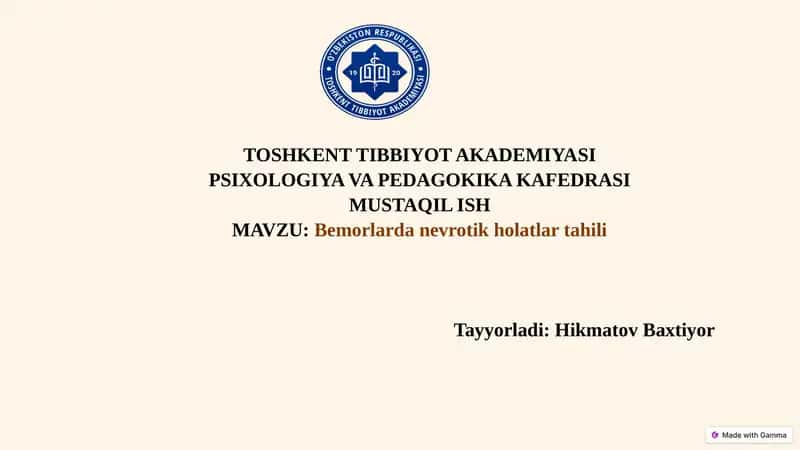 Bemorlardanevrotikholatlartahili 1