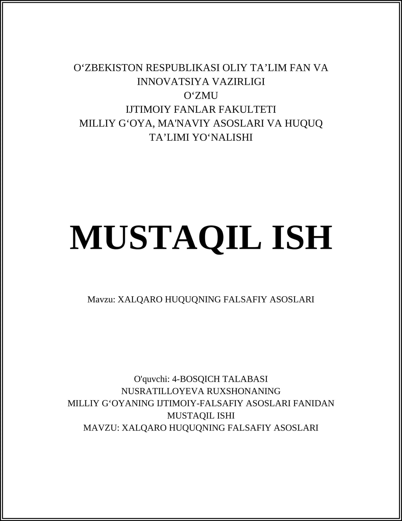 Xalqaro huquqning falsafiy asoslari 1