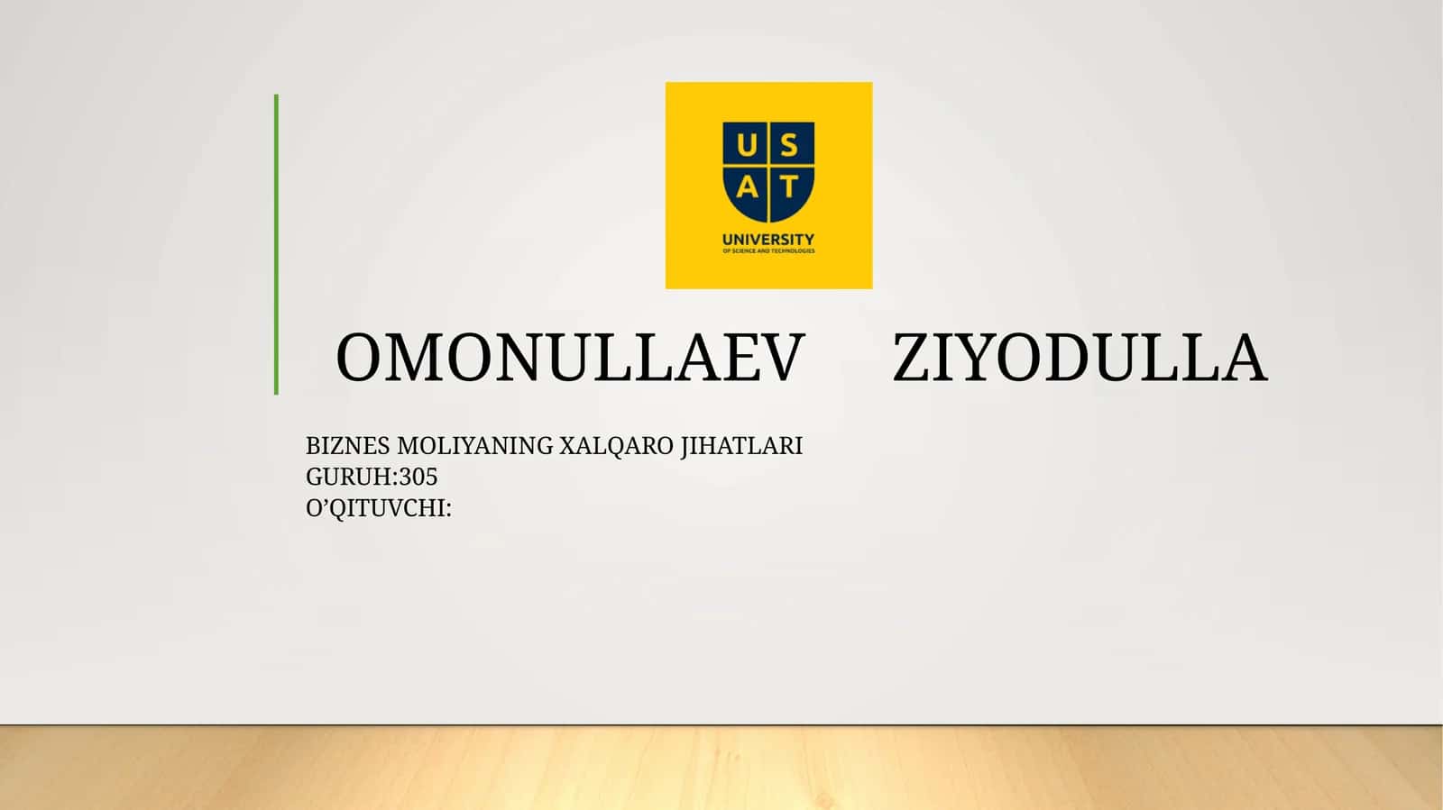 BIZNES MOLIYASINING XALQARO JIHOATLARI 1