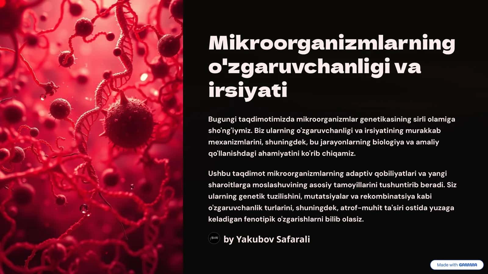 Mikroorganizmlarning o'zgaruvchanligi va irsiyati 1