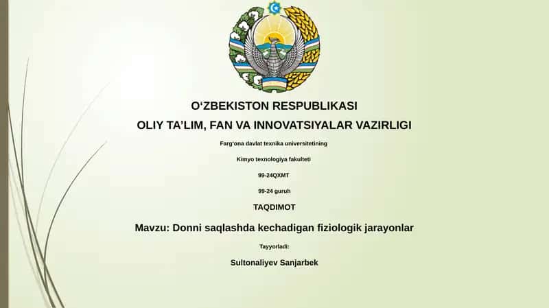 Donni saqlashda kechadigan fiziologik jarayonlar 1