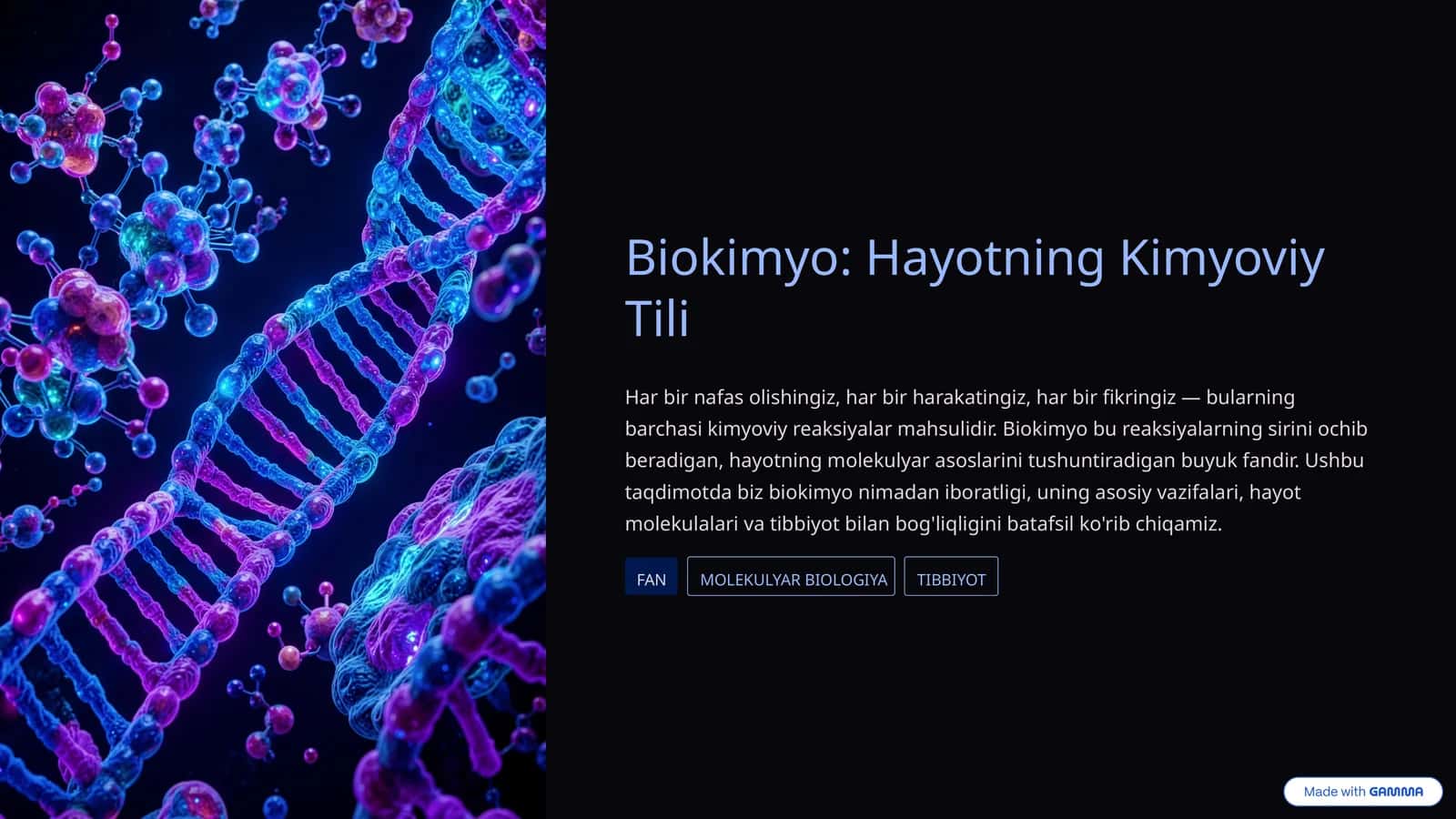 Biokimyo: Hayotning Kimyoviy Tili 1