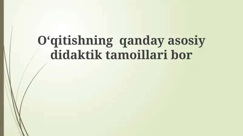 Ta'limning asosiy didaktik tamoyillari 1