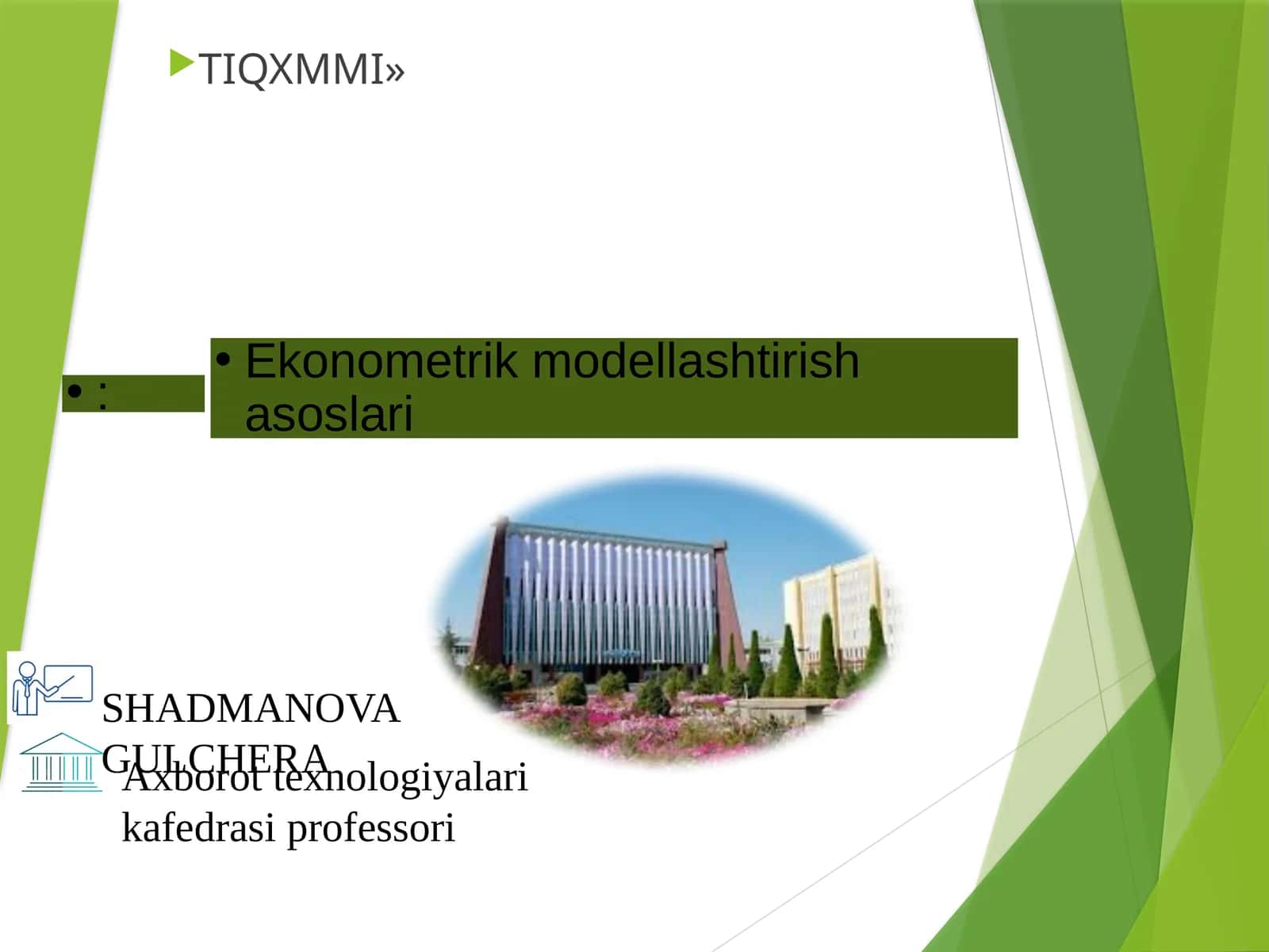 Ekonometrik modellashtirish asoslari 1