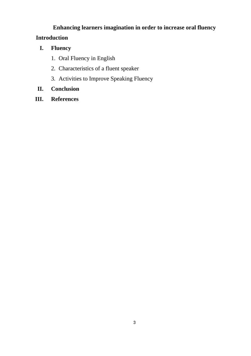 Enhancing learners imagination in order to increase oral fluency Introduction 1