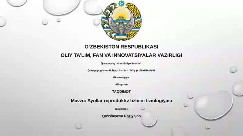 Ayollar reproduktiv tizmini fiziologiyasi
