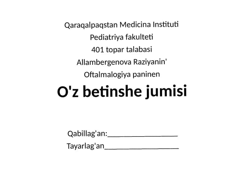 Shegren Sindromi va Ko'z Jas Bezilerining Qawipli O'speleri 1