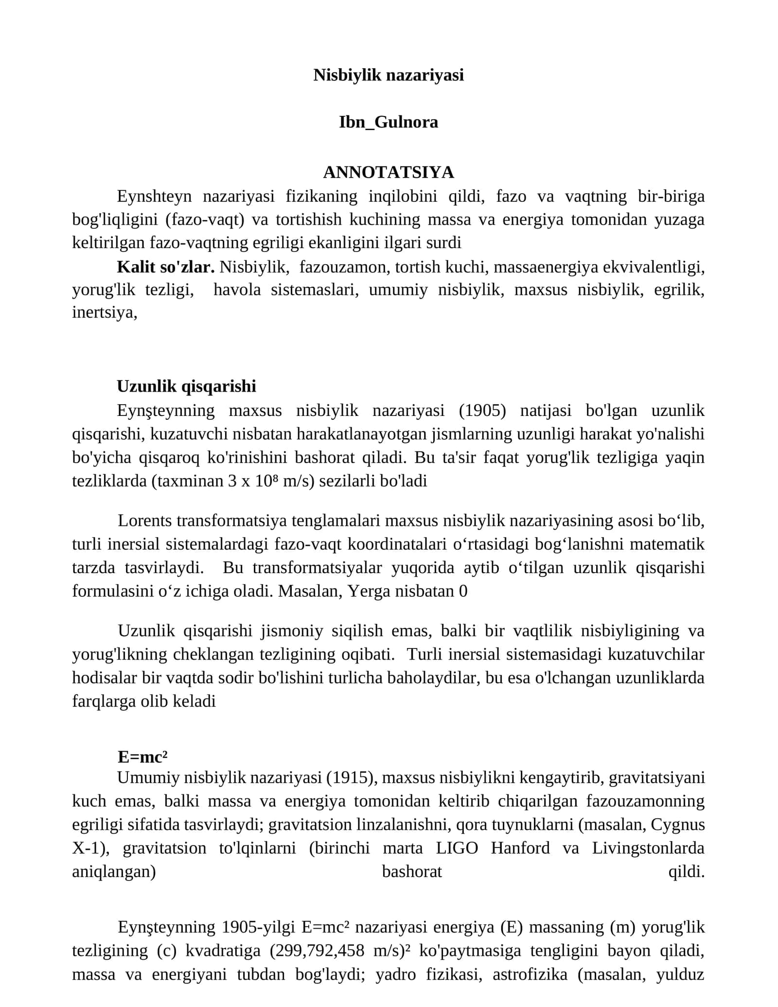 Nisbiylik nazariyasi 1