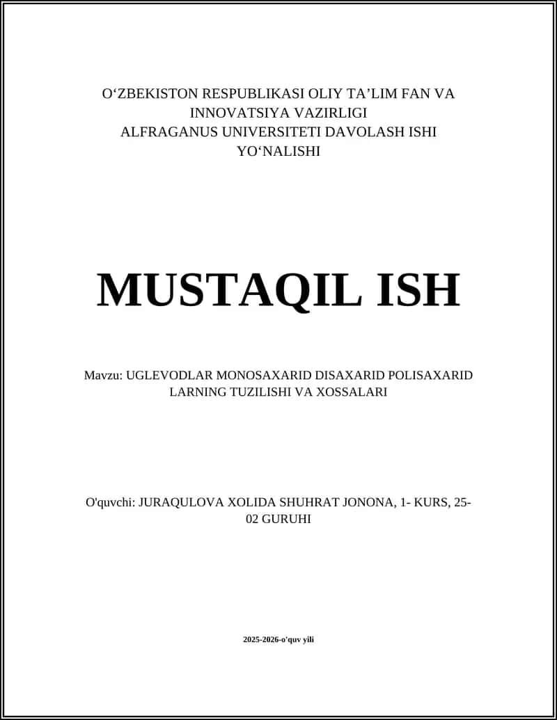 UGLEVODLAR MONOSAXARID DISAXARID POLISAXARID LARNING TUZILISHI VA XOSSALARI 1