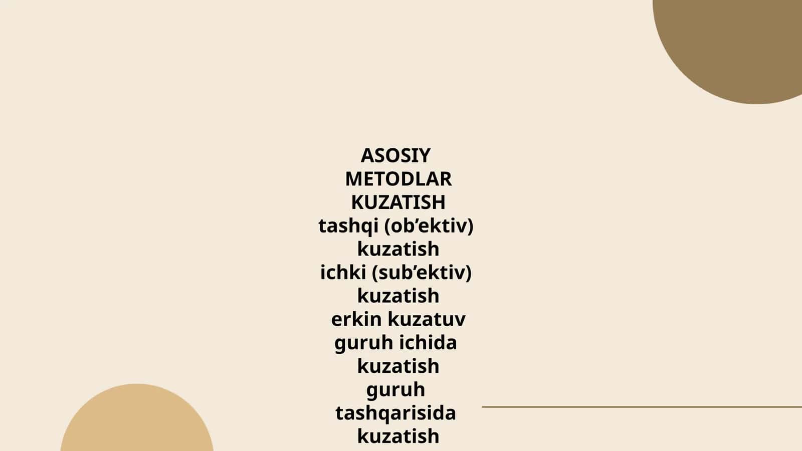ASOSIY METODLAR KUZATISH 1