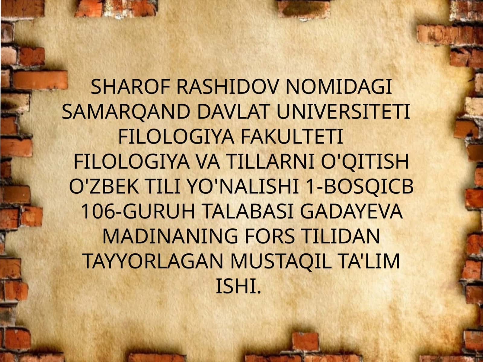 FORS TILI DANTAYYORLAGAN MUSTAQIL TA'LIM ISHI 1