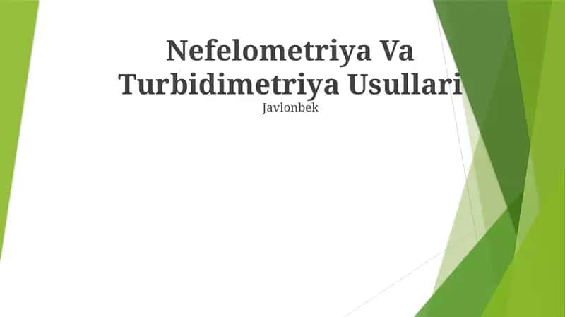 Nefelometriya Va Turbidimetriya Usullari 1