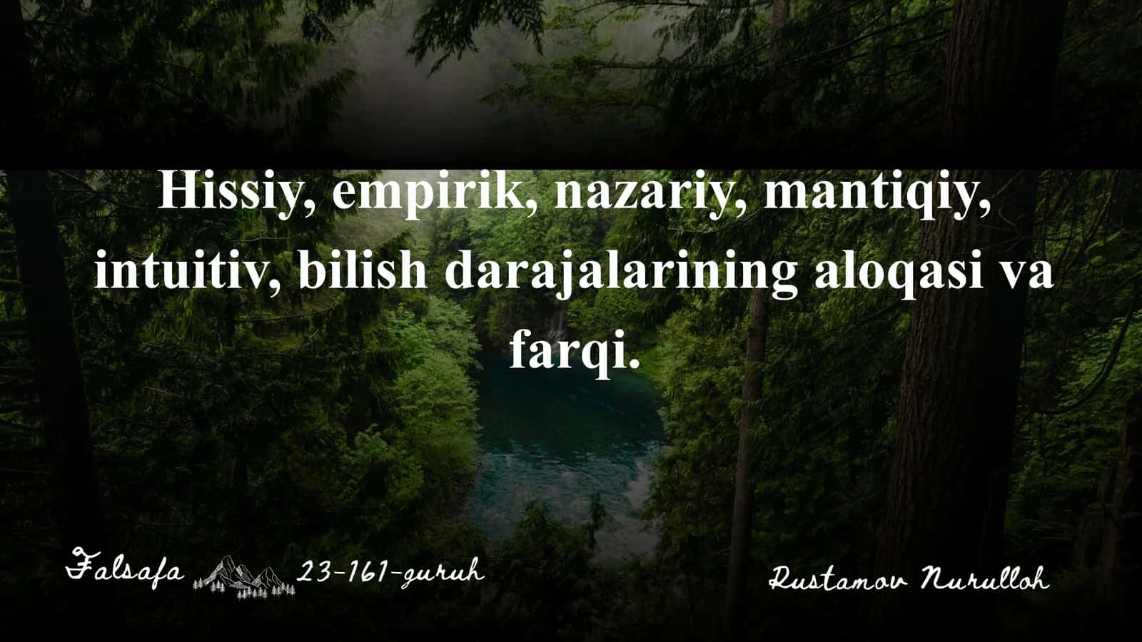 Bilish tushunchasi va uning falsafiy mohiyati 1
