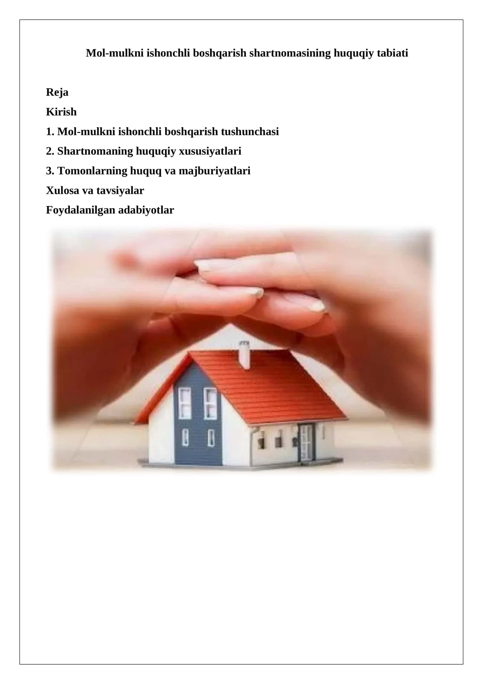 Mol-mulkni ishonchli boshqarish shartnomasi 1