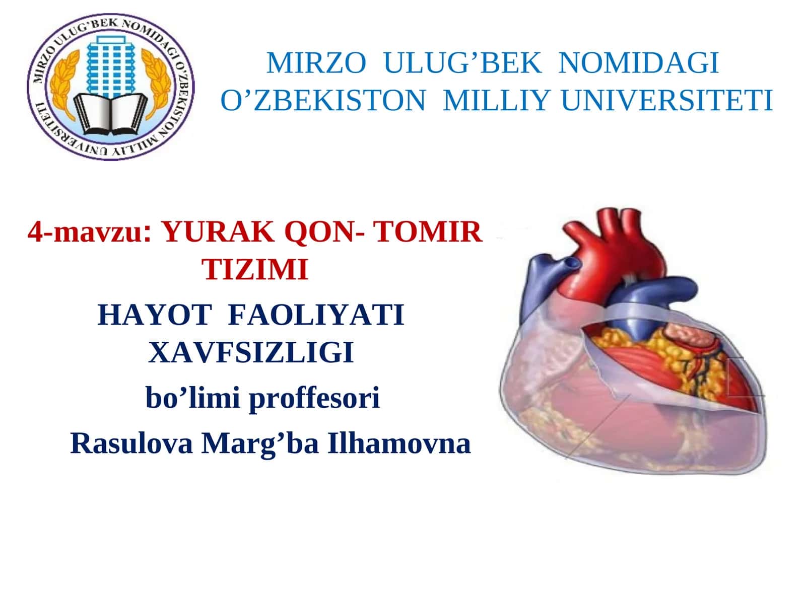 YURAKQON- TOMIR TIZIMI HAYOT FAOLIYATI XAVFSIZLIGI 1
