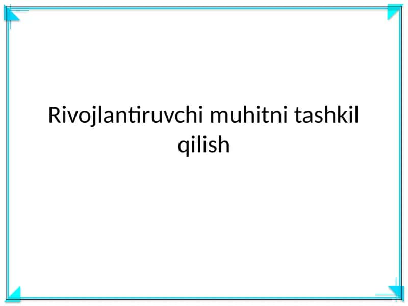 Rivojlantiruvchi muhitni tashkil qilish 1