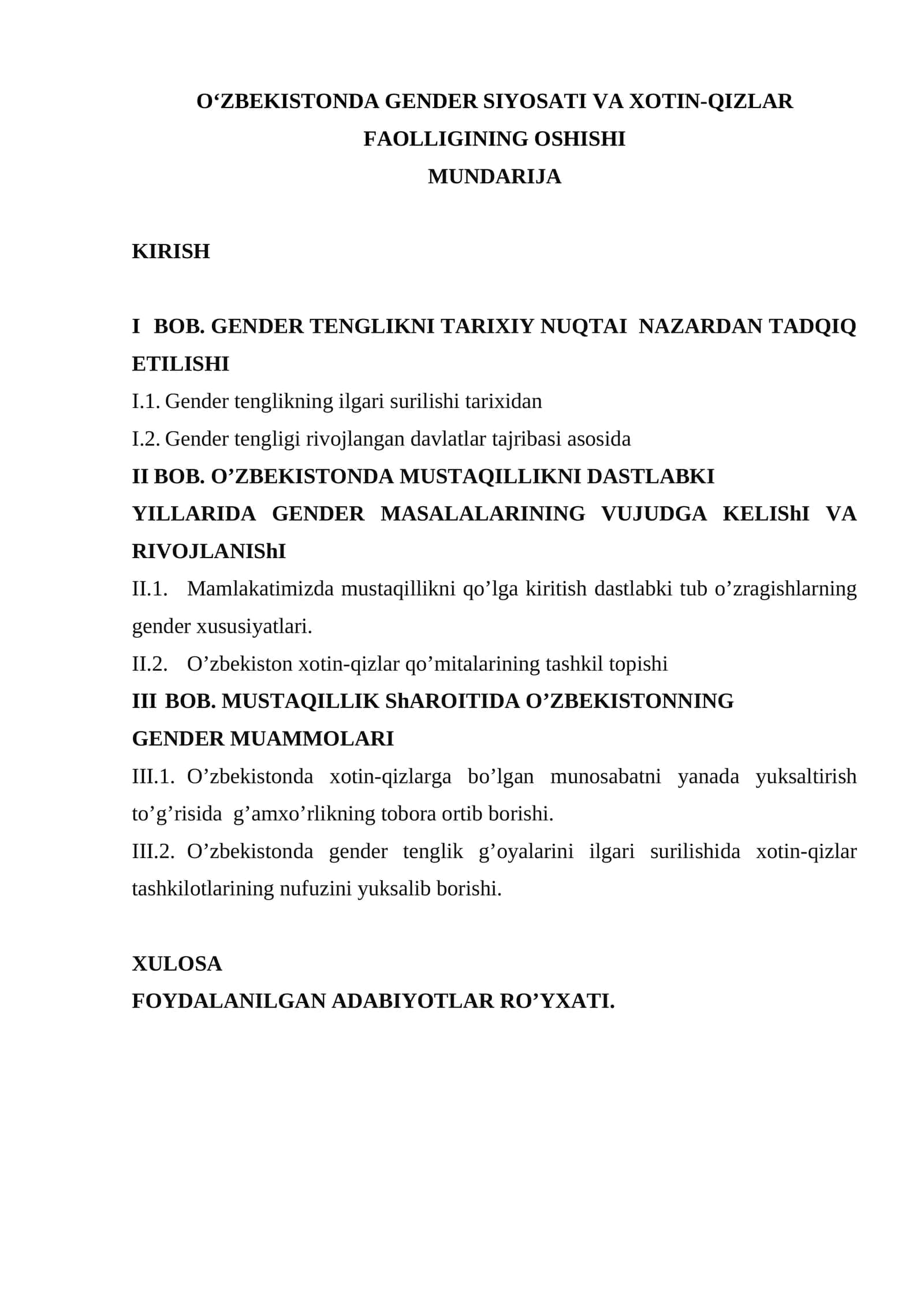 O‘ZBEKISTONDA GENDER SIYOSATI VA XOTIN-QIZLAR FAOLLIGINING OSHISHI 1