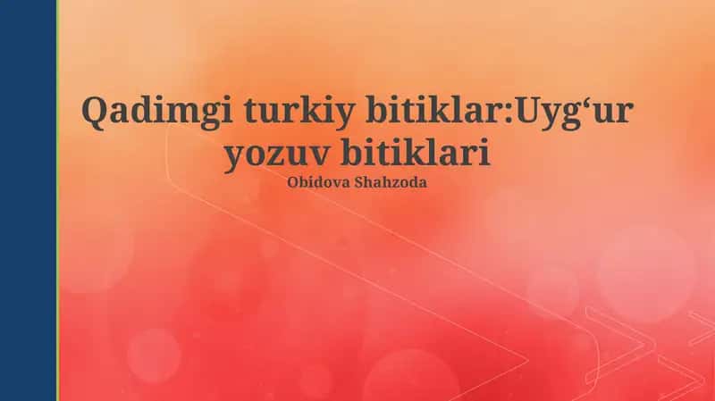Qadimgi turkiy bitiklar: Uygʻur yozuvidagi bitiklar 1