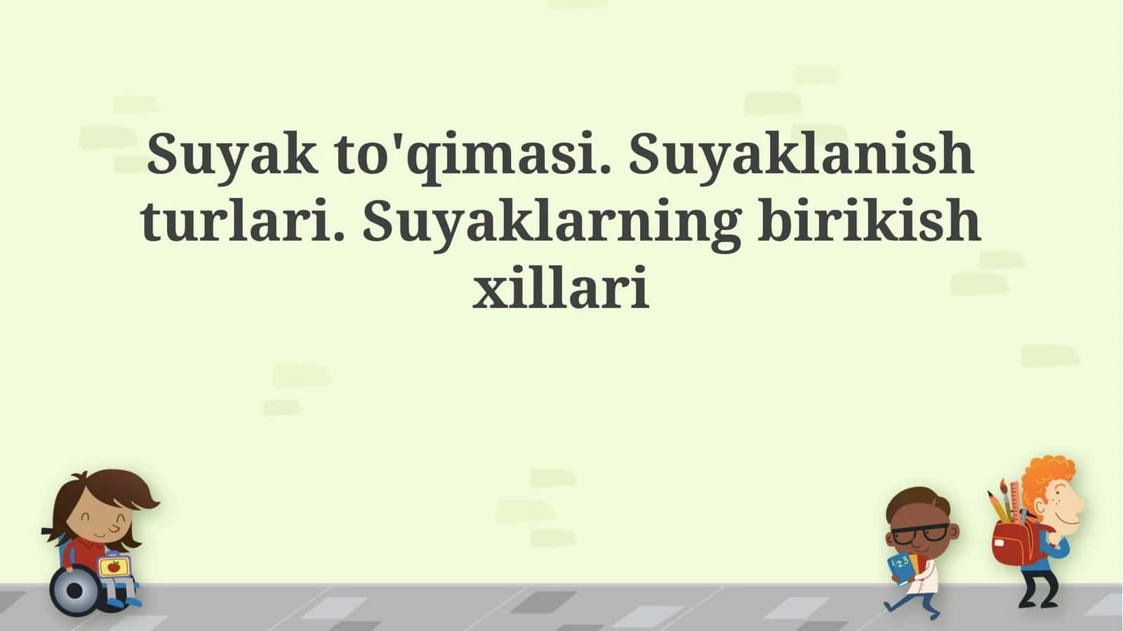 Suyak to'qimasi. Suyaklanish turlari. Suyaklarning birikish xillari 1