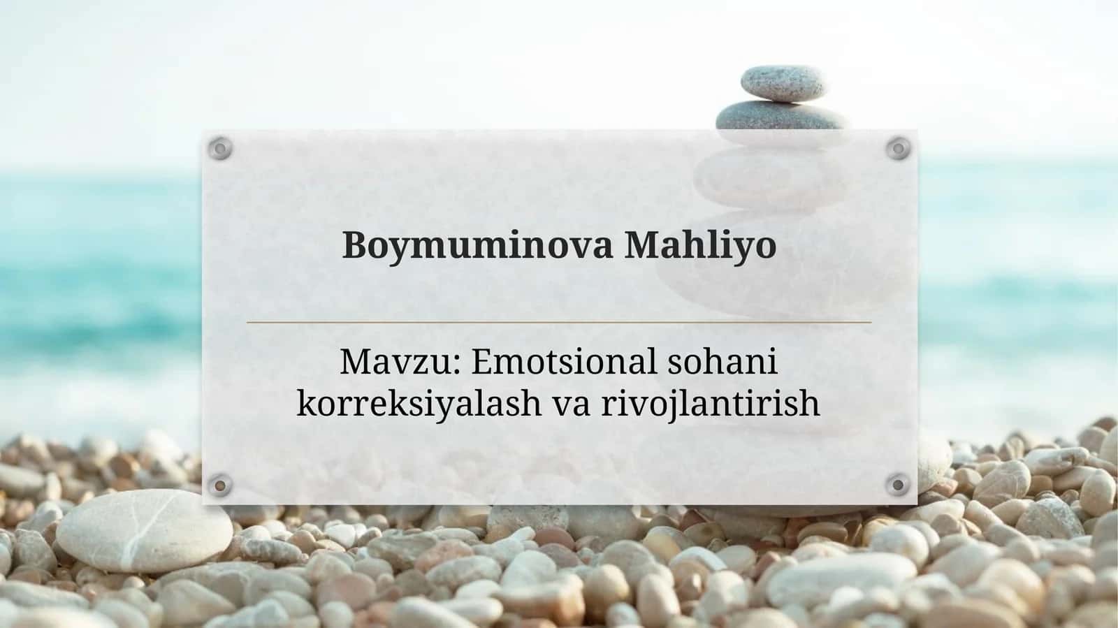 Emotsional soha korreksiyalash va rivojlantirish 1