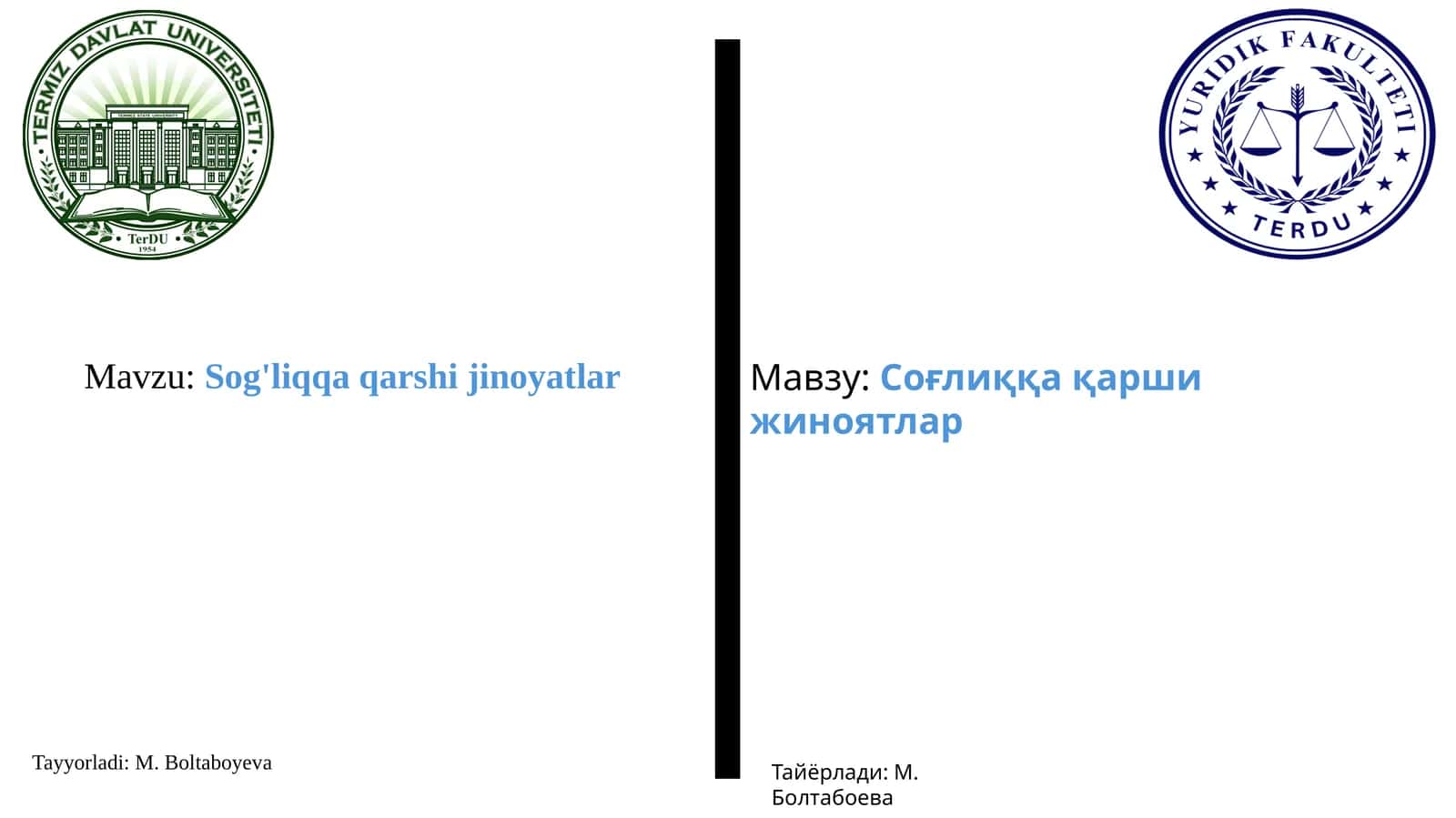 Sog'liqqa qarshi jinoyatlar 1