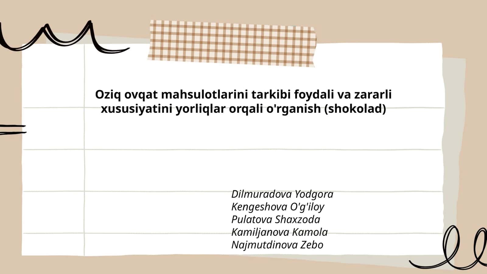 Oziq ovqat mahsulotlarini tarkibi foydali va zararli xususiyatini yorliqlar orqali o'rganish (shokolad) 1