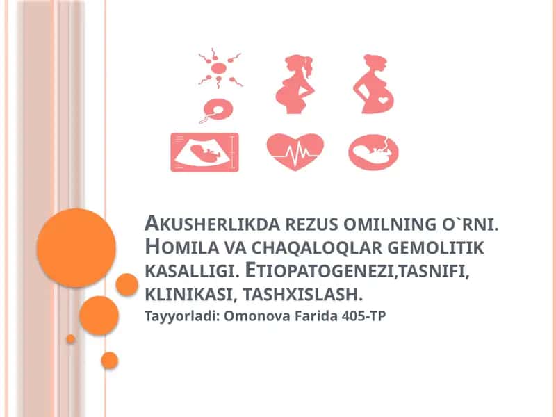 Akusherlikda rezus omilning o`rni 1