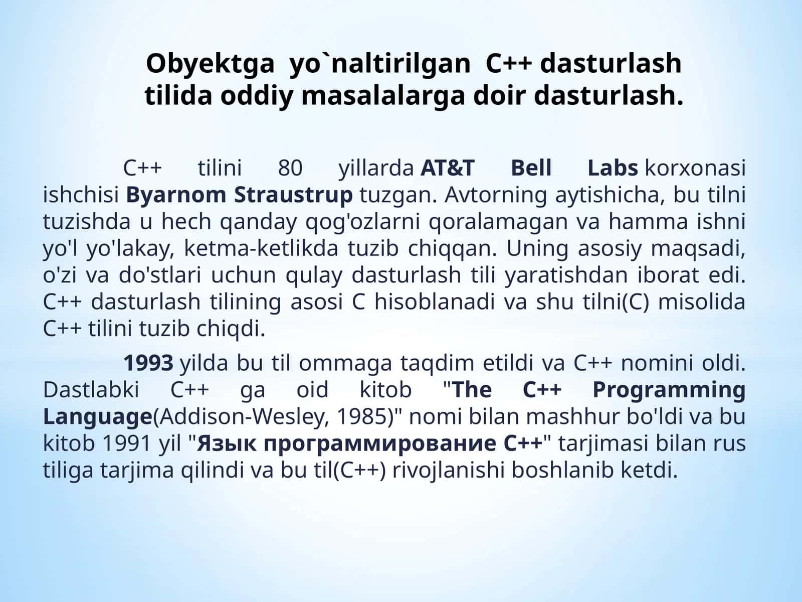 C++ dasturlash tili 1