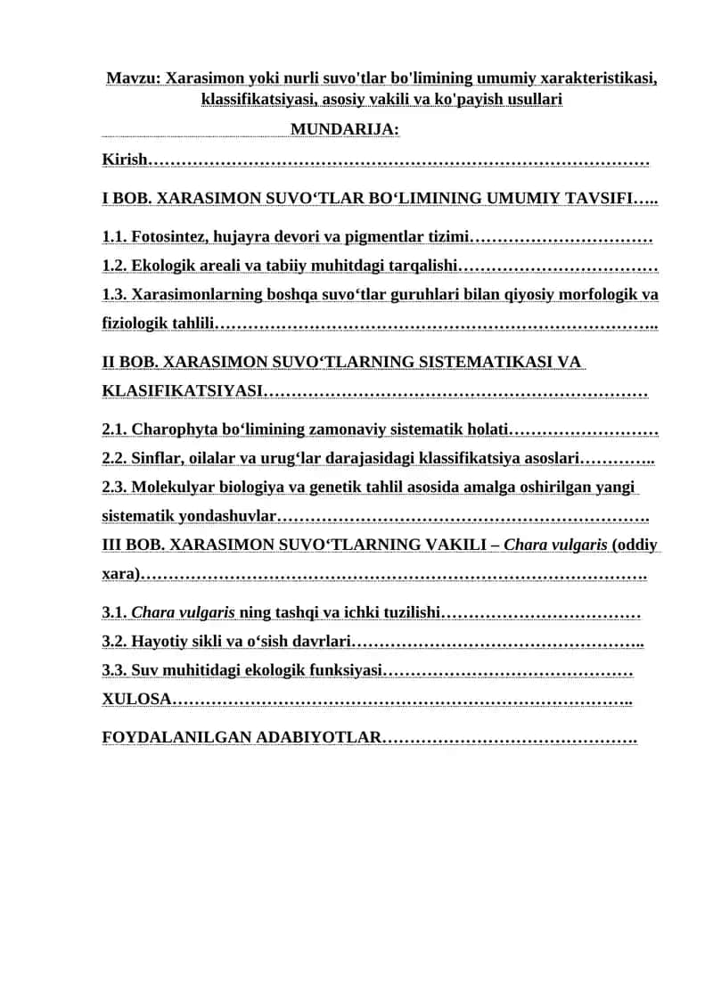 Xarasimon yoki nurli suvo'tlar 1
