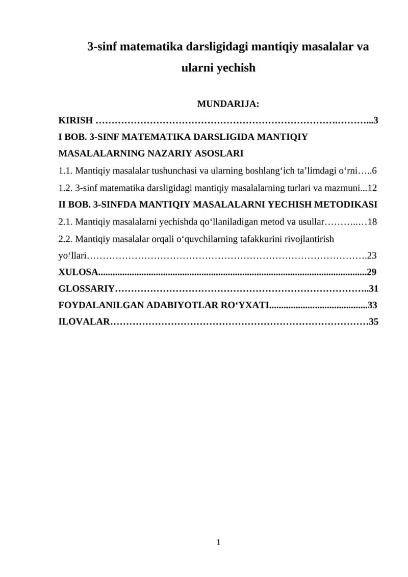 3-sinf matematika darsligidagi mantiqiy masalalar va ularni yechish 1