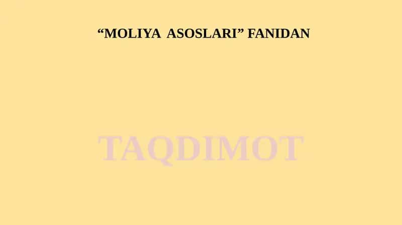 Moliyaviy bozorlar va moliyaviy yangiliklar 1