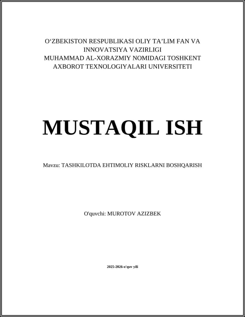Risklarni boshqarish 1