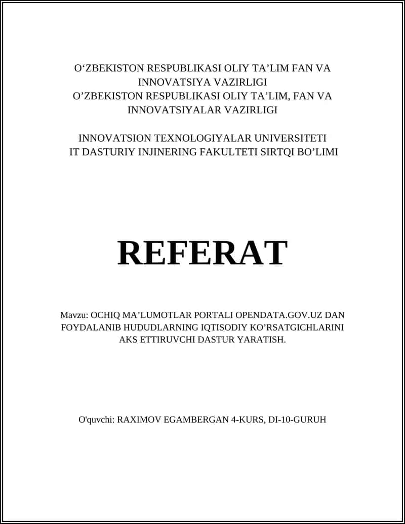 Opendata.gov.uz API Creation 1