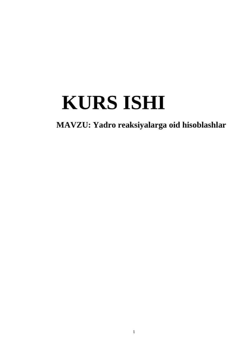 Yadro reaksiyalarga oid hisoblashlar 1